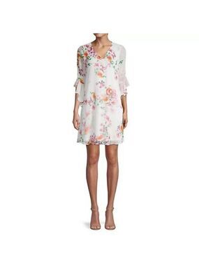 Calvin Klein Floral Bell Sleeve Shift Dress